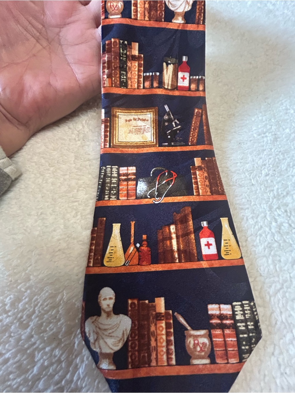 🎁3 for $30 - Navy Bookshelf Medical & Science Necktie